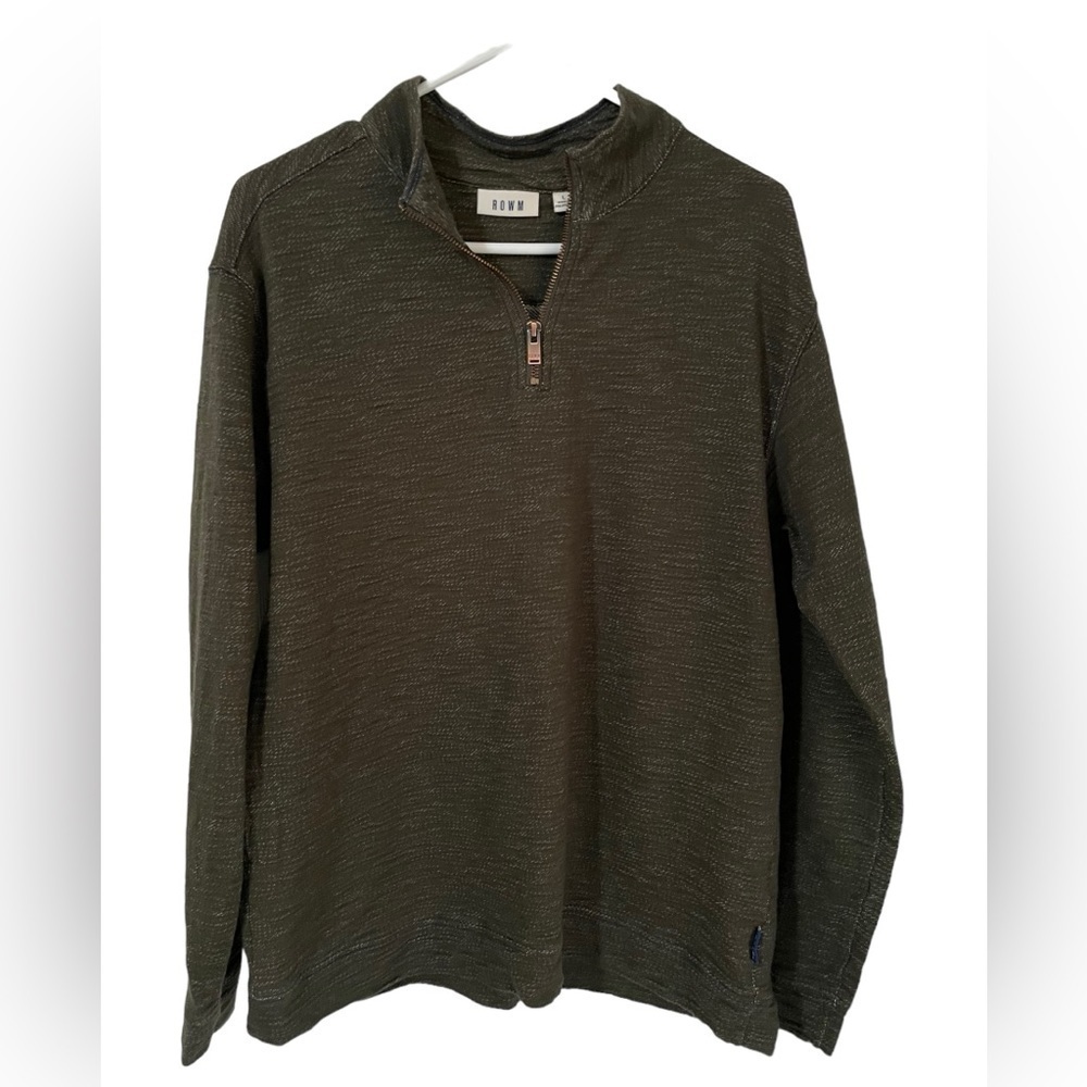 ROWM Mens 1/4 Green Zipper Sweater size Large
